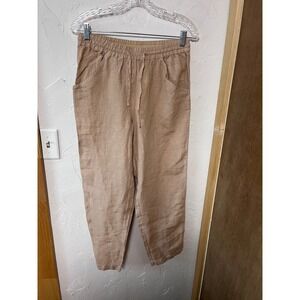 WRAP London Desert Sand Linen Drawstring Waist Pants US 8